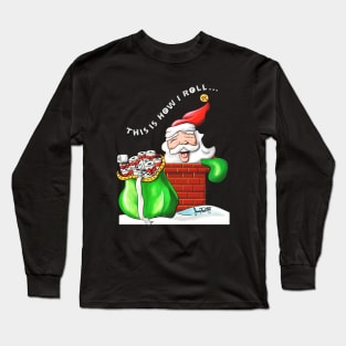 Santa Claus with Toilet Paper Gift V3 Long Sleeve T-Shirt